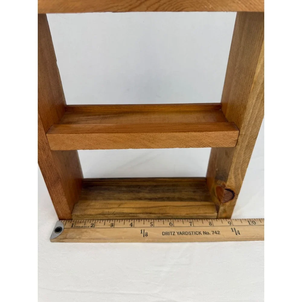 Handmade Rustic Wood Spice Rack Wall Mounted 3 Tier Display Shelf Farmhouse